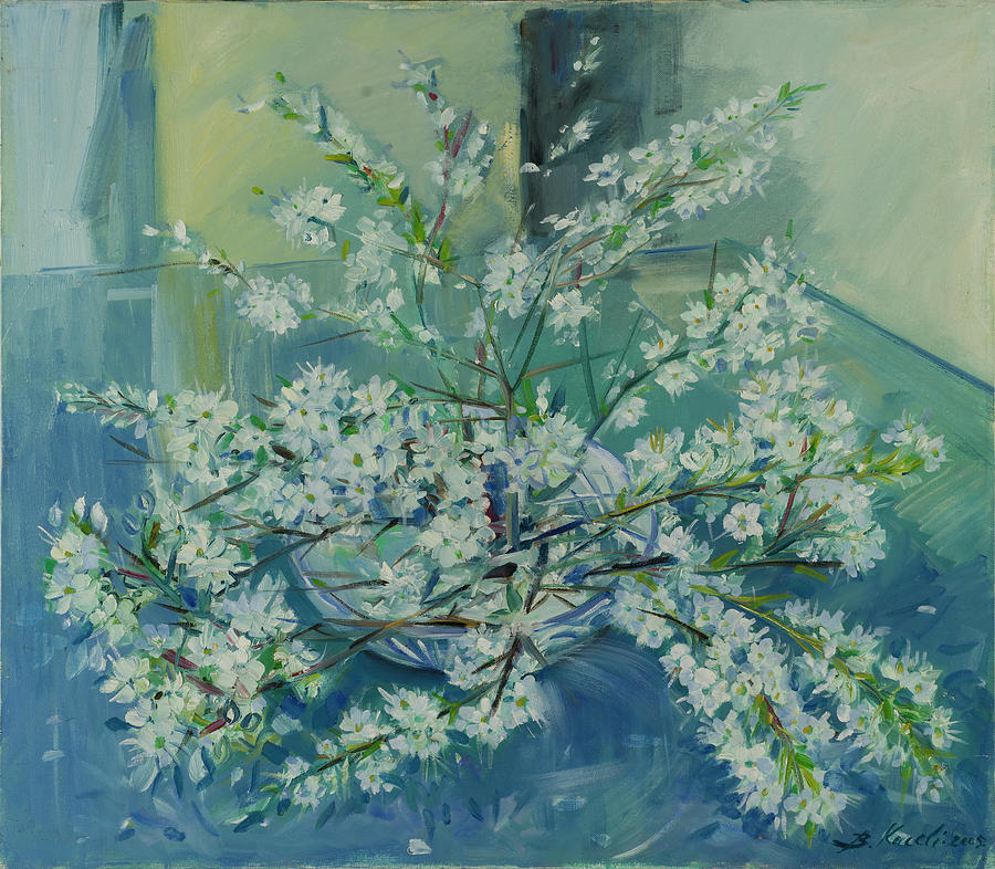 Still Life, Plum Flower Painting by Buron Kaceli