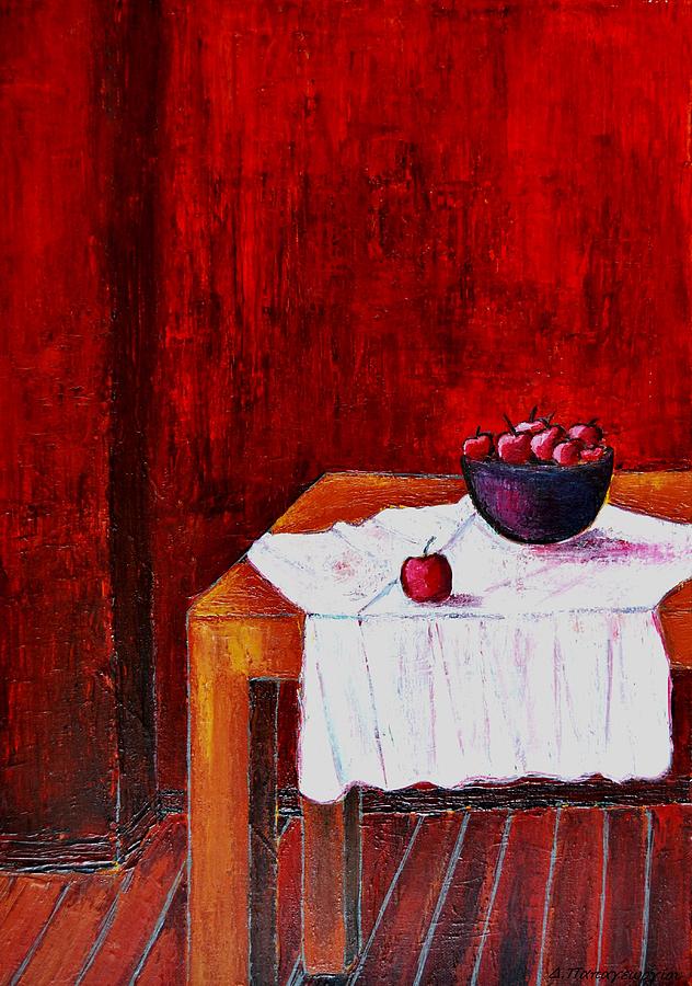 Still Life Painting - Still Life Table With Fruits by Dimitra Papageorgiou