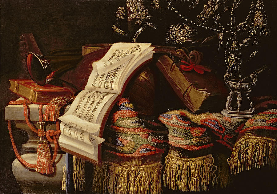 Still Life with a Book of Sheet Music Painting by Francesco Fieravino