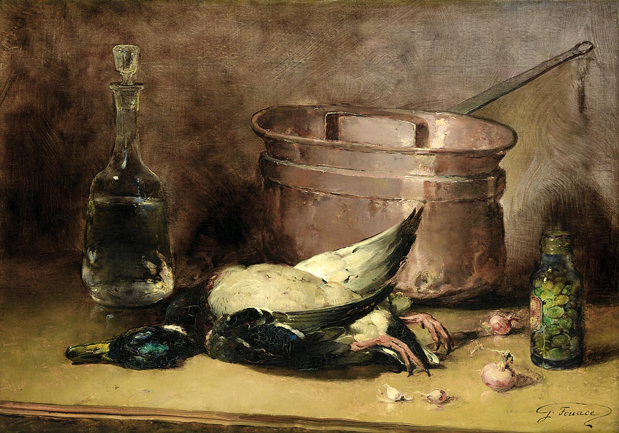 Still Life with a Duck Painting by Guillaume Romain Fouace