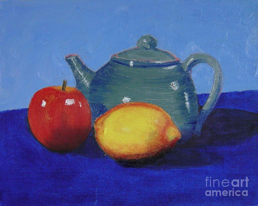 Still Life Painting - Still Life With a Green Teapot by Teresa Boston