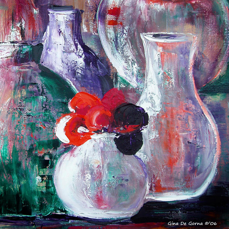 Still Life with a Red Flower Painting by Gina De Gorna
