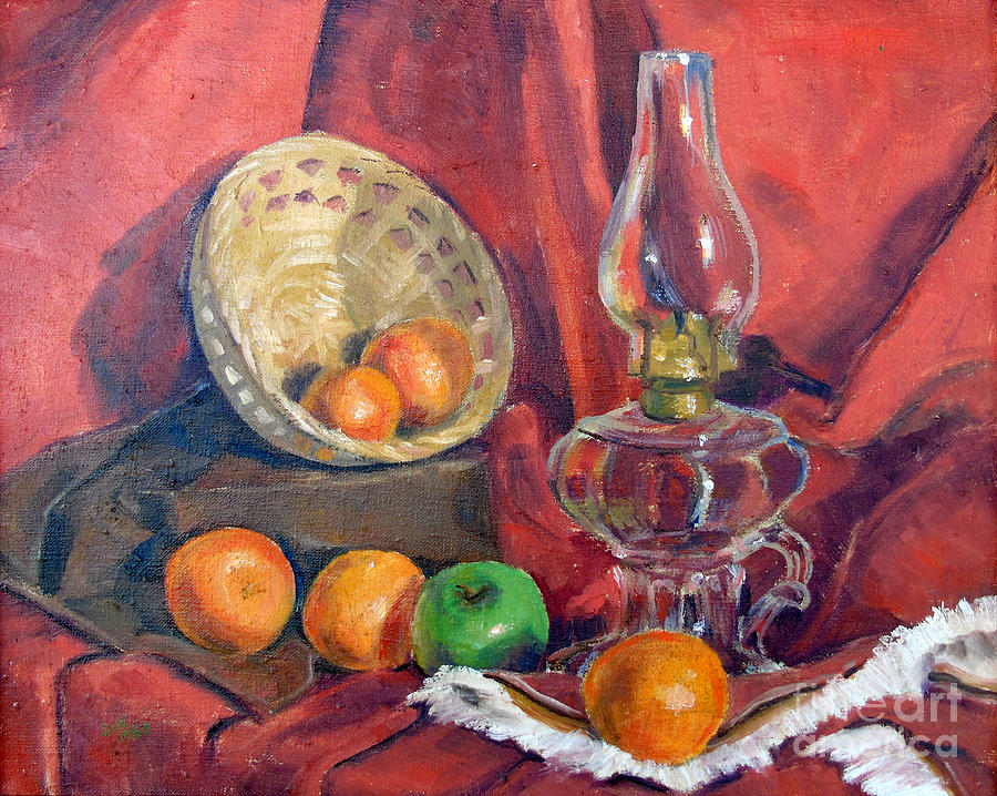 Still Life With An Oil Lamp Painting