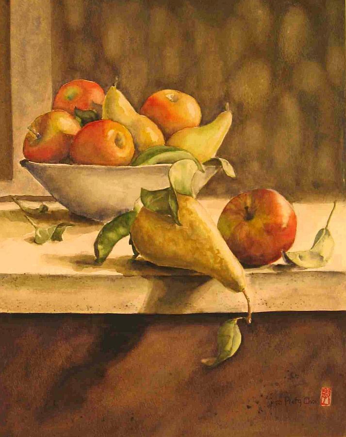 Still-life Painting - Still-life with Apples and Pears by Piety Choi Still-life Painting - Still-life with Apples and Pears by Piety Choi