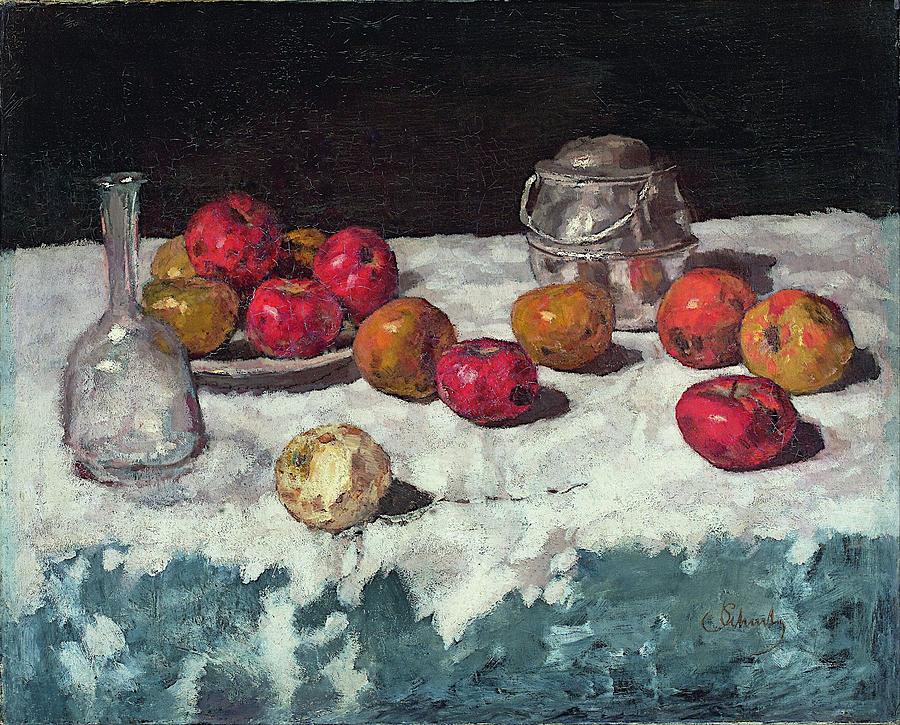 Still Life With Apples by Carl Schuch Painting by Celestial Images