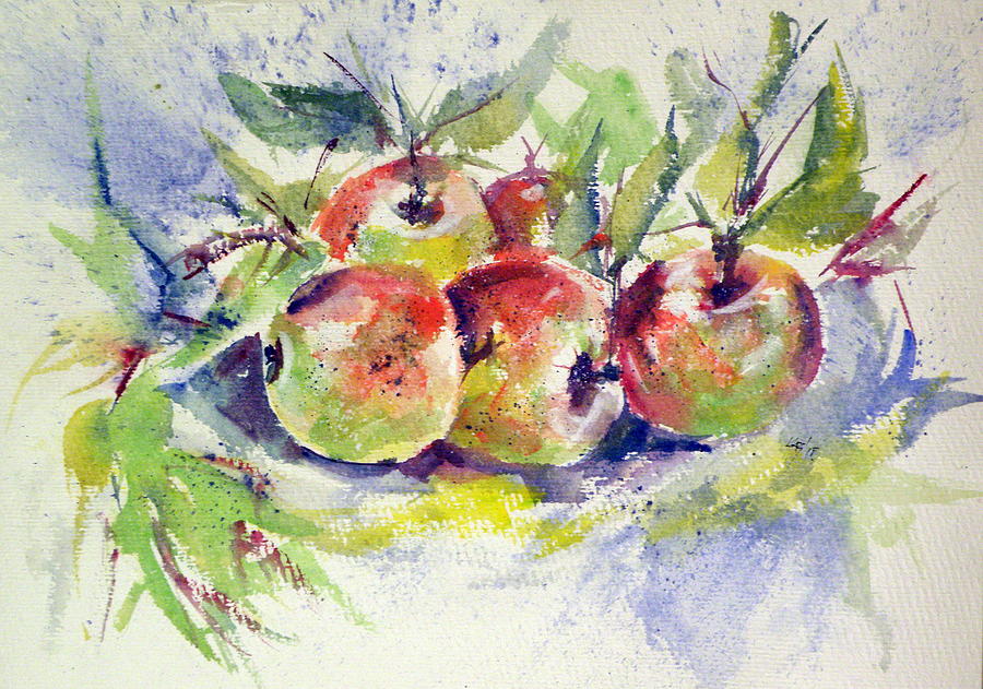 Still life with apples Painting by Kovacs Anna Brigitta