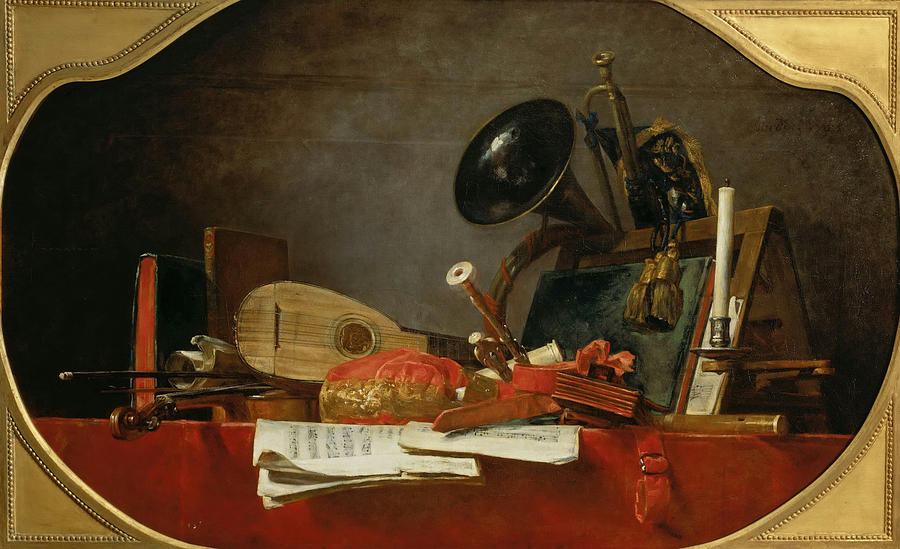 Music Painting - Still-life with attributes of music by Celestial Images