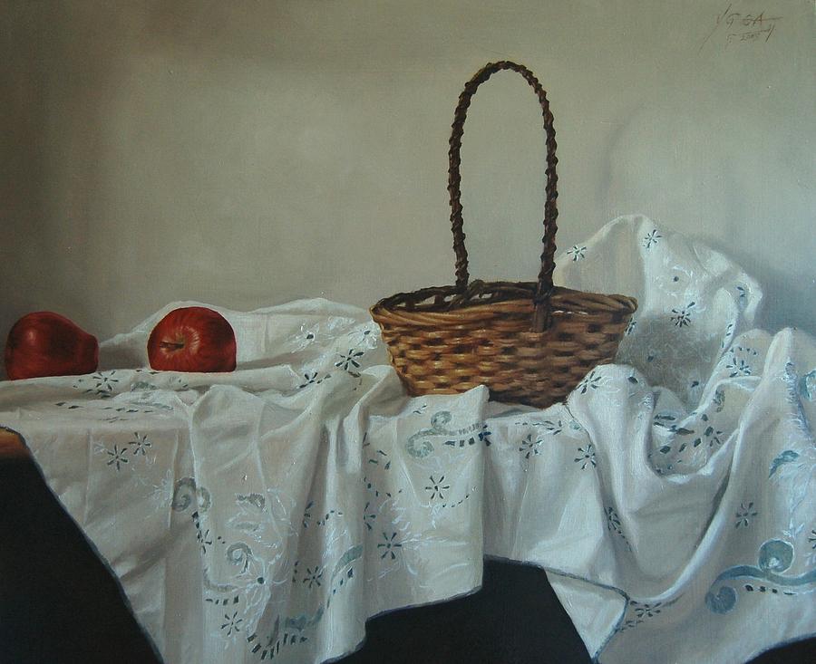Still Life Painting - Still life with basket by Carlos Ygoa