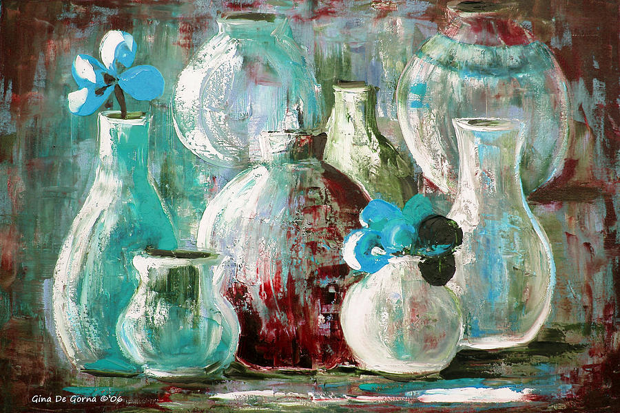 Still Life with Blue Flowers 2 Painting by Gina De Gorna