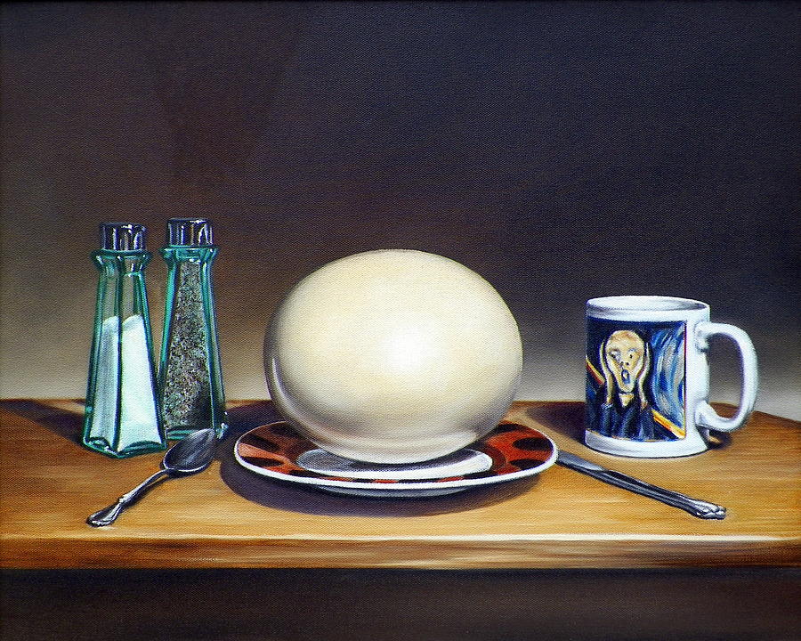 Still Life Painting - Still Life with Boiled Ostrich Egg by RB McGrath
