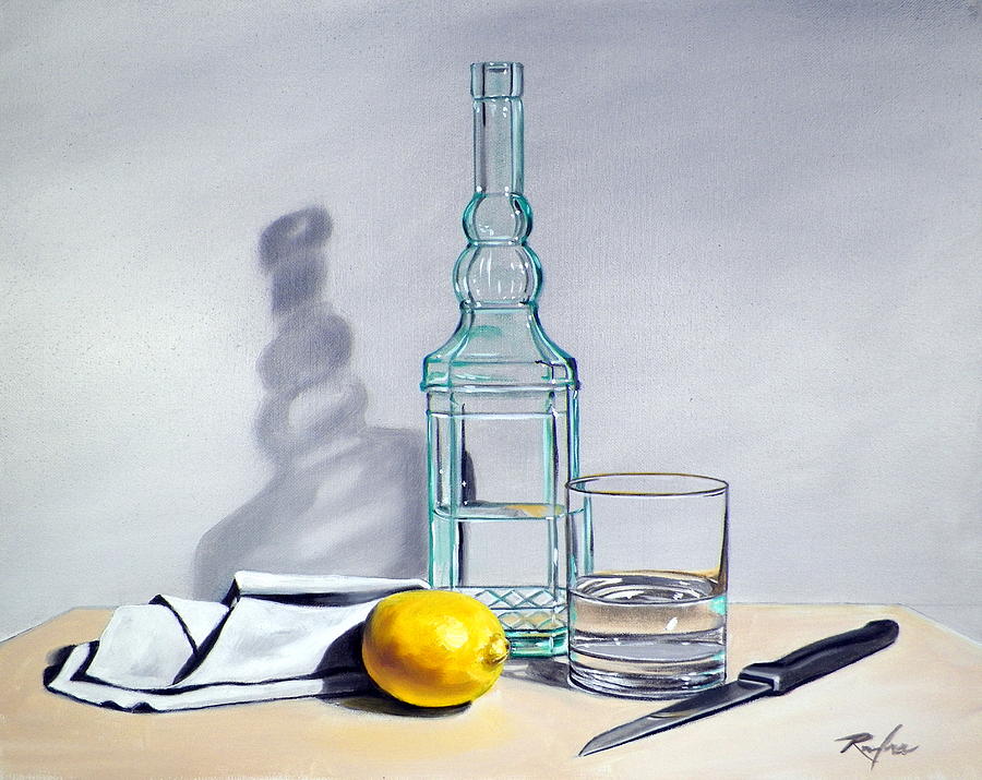 Fruit Painting - Still Life with Bottle by RB McGrath