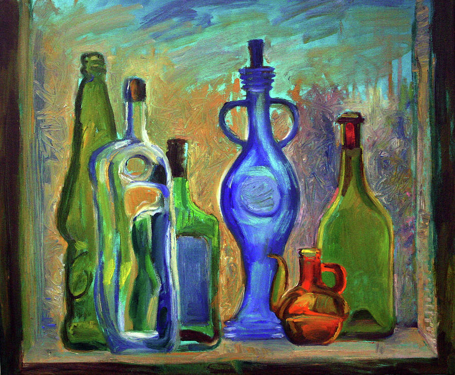 Still Life with Bottles Painting by Katia Weyher - Pixels