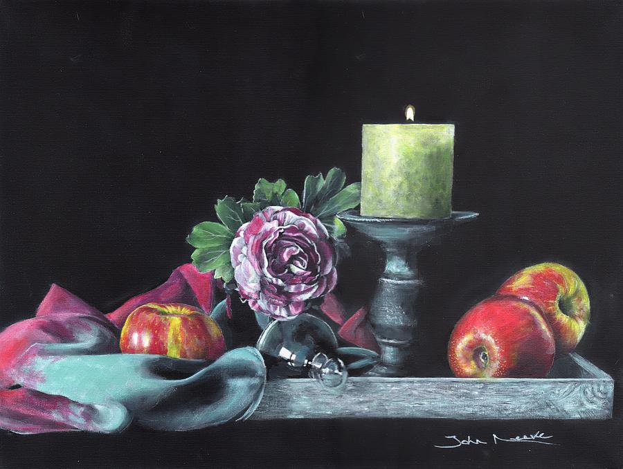 Still life with candle Painting by John Neeve