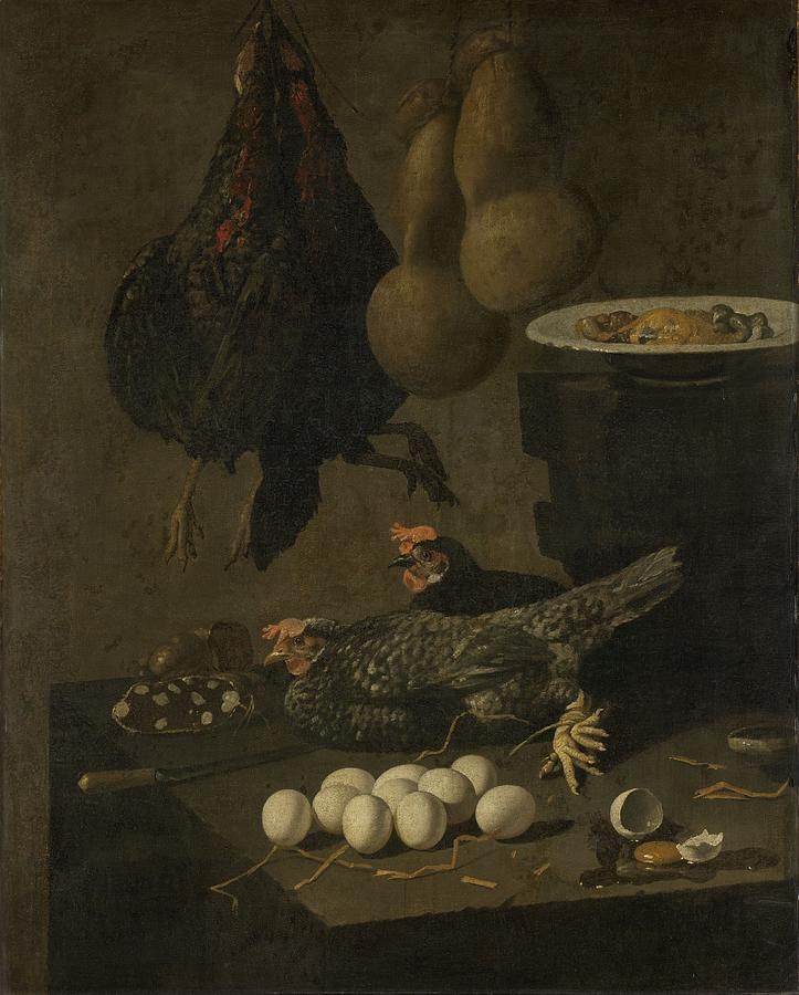 Still Life with Chickens and Eggs Painting by Vintage Collectables