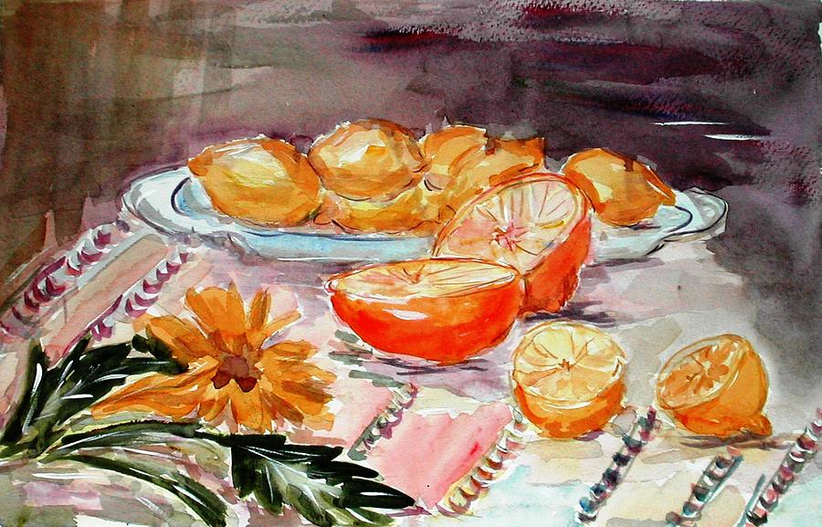 Fruits Painting - Still Life With Citruses by Liliana Andrei Fruits Painting - Still Life With Citruses by Liliana Andrei