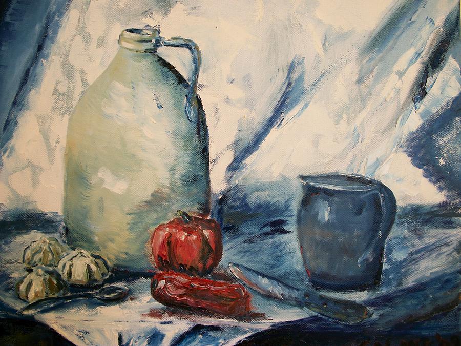 Still life with clay jug Painting by Paul Galante