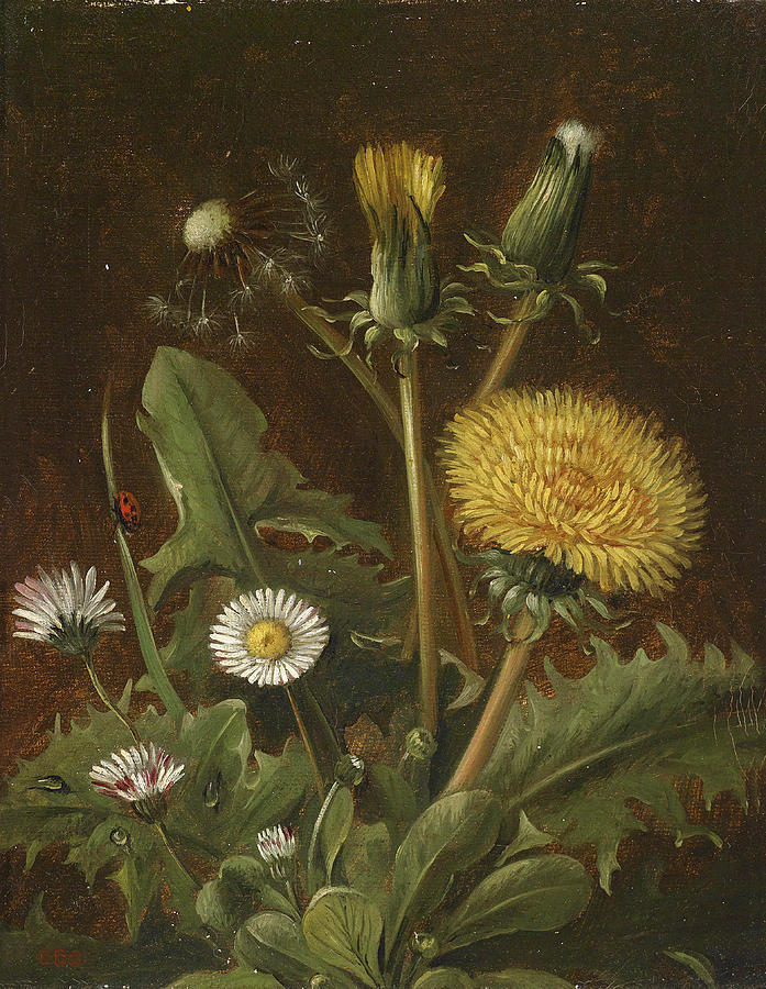 Still life with dandelion Painting by Otto Didrik Ottesen