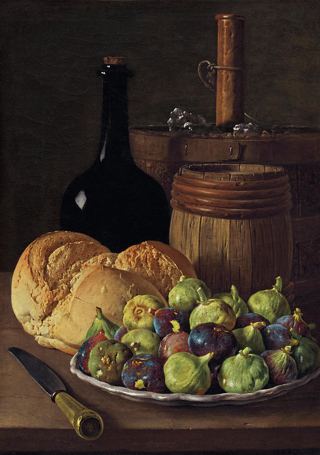 Still Life Painting - Still Life with Figs and Bread by Luis Melendez