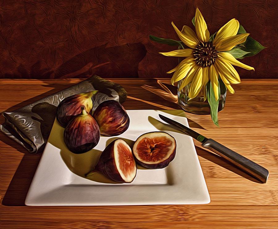 Still Life With Flower And Figs Photograph by Mark Fuller