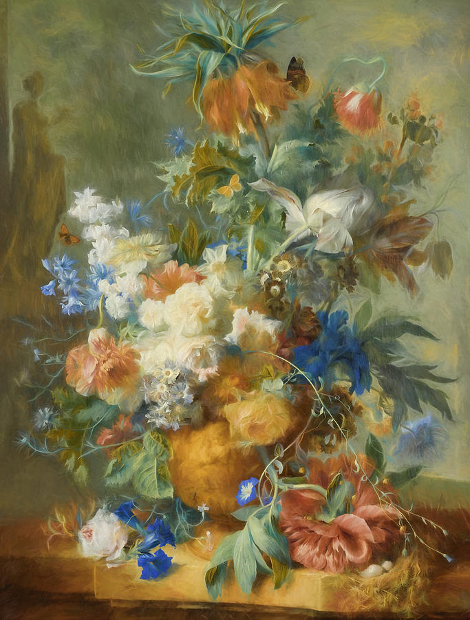 Still Life with Flowers 2 Mixed Media by Jan van Huysum