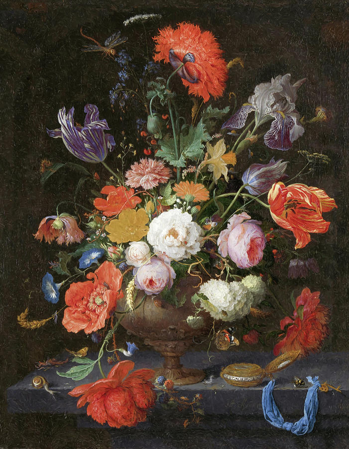 Still Life with Flowers and a Watch 2 Digital Art by Abraham Mignon