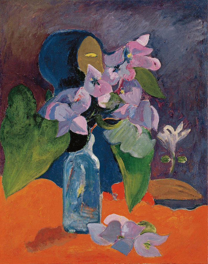 Still Life with Flowers and Idol Painting by Paul Gauguin