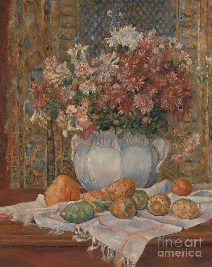 Still Life with Flowers and Prickly Pears, 1885 Painting by Pierre Auguste Renoir