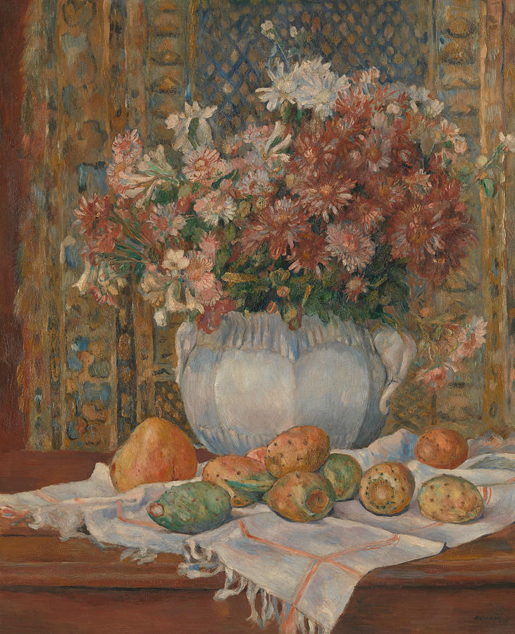Still Life with Flowers and Prickly Pears Painting by Auguste Renoir