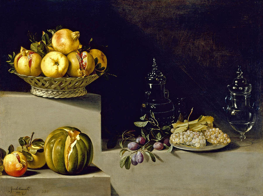 Still Life with Fruit and Glassware Painting by Juan van der Hamen y Leon