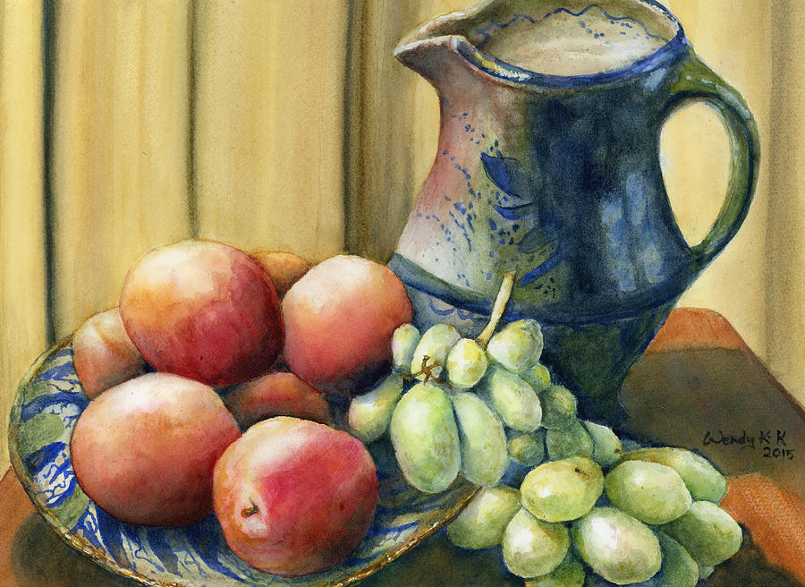 Still life with Fruit Painting by Wendy Keeney-Kennicutt