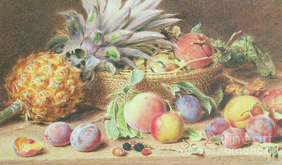 Pineapple Painting - Still Life With Fruit by William Henry Hunt Pineapple Painting - Still Life With Fruit by William Henry Hunt
