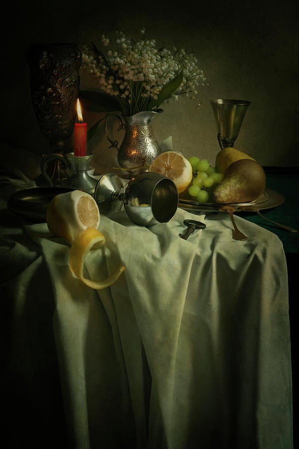 Still life with fruits and flowers Photograph by Jaroslaw Blaminsky
