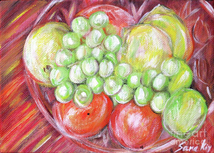 Still Life with Fruits. Harvest Time.Painting  Painting by Oksana Semenchenko