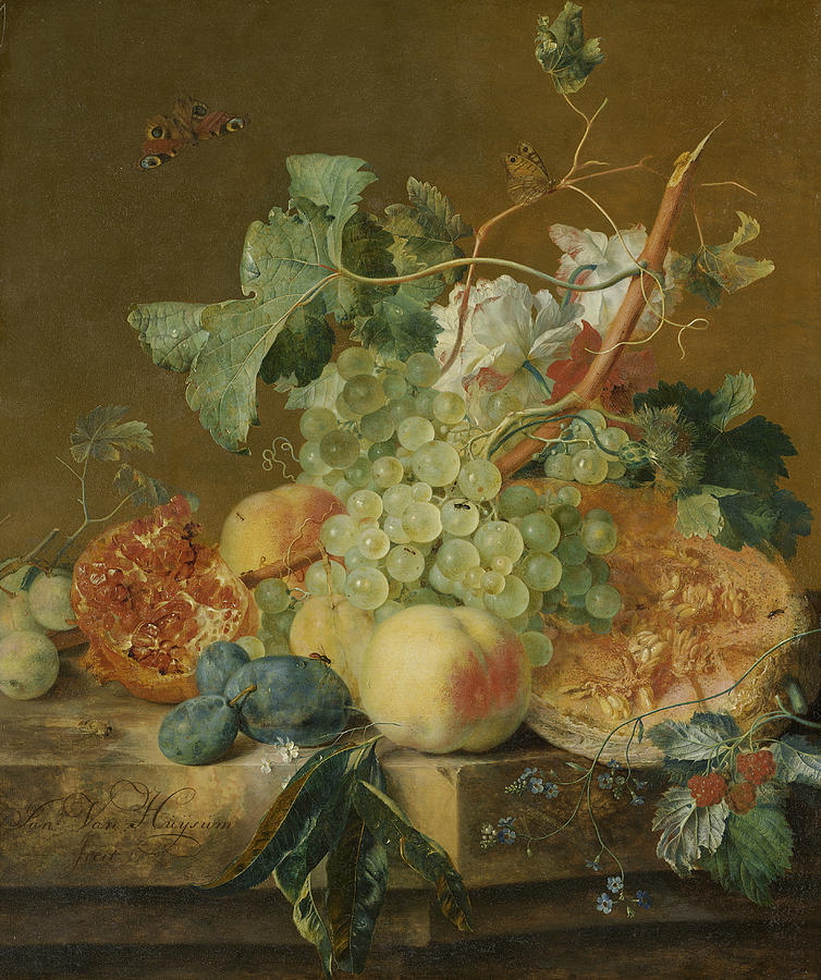 Still life with fruits Painting by Jan van Huysum