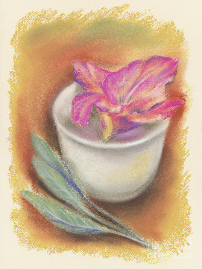 Still Life with Gladiolus and Sage Pastel by MM Anderson