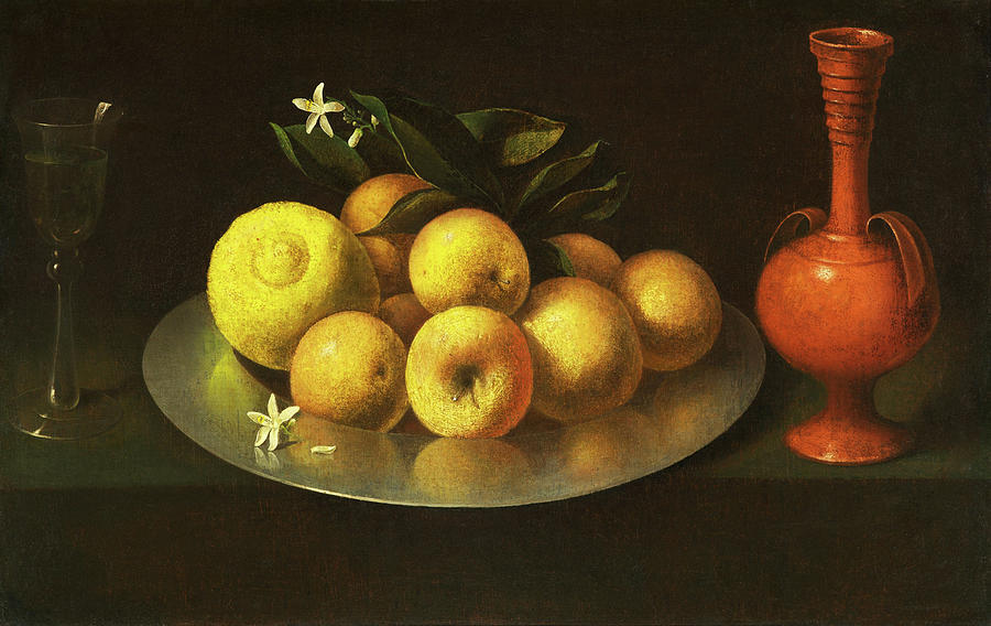 Still Life with Glass, Fruit, and Jar Painting by Circle of  Francisco de Zurbaran