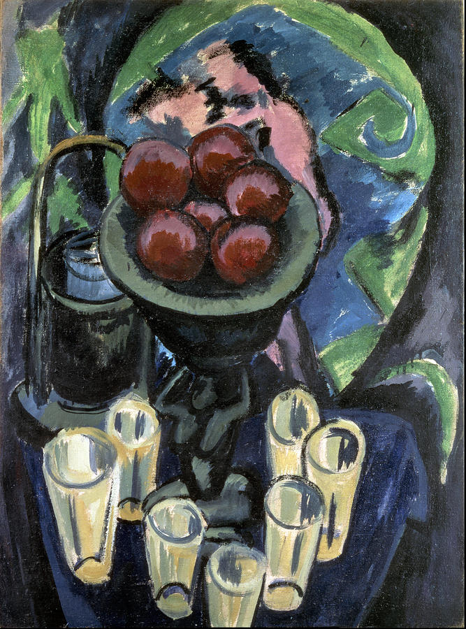 Wine Painting - Still Life With Glasses 1912 1912 by Ernst Ludwig Kirchner