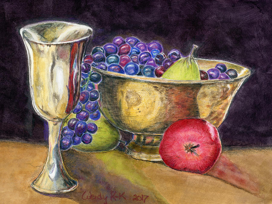 Still Life with Goblet Mixed Media by Wendy Keeney-Kennicutt