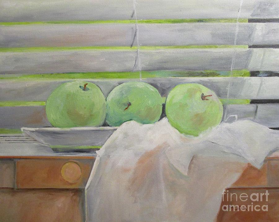 Still Life with Green Apples Painting by Barbara Moak