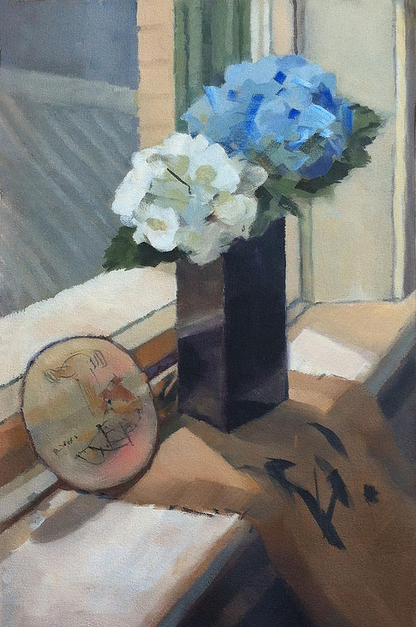 Impressionism Painting - Still Life with Hydrangeas by Roz McQuillan