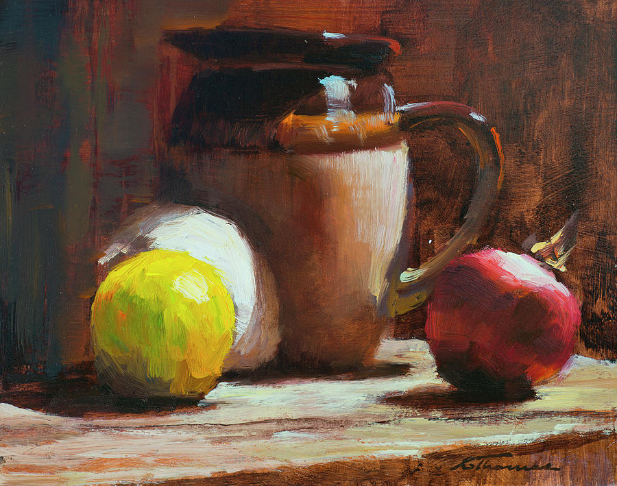 Still Life with Jug and Fruit Painting by Charles Thomas Fine Art ...