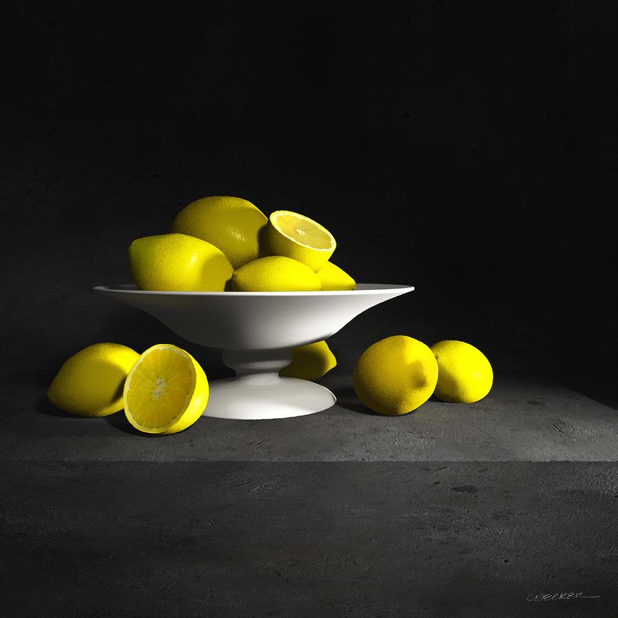 Lemon Digital Art - Still Life with Lemons by Cynthia Decker