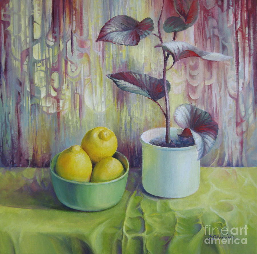 Still life with lemons Painting by Elena Oleniuc