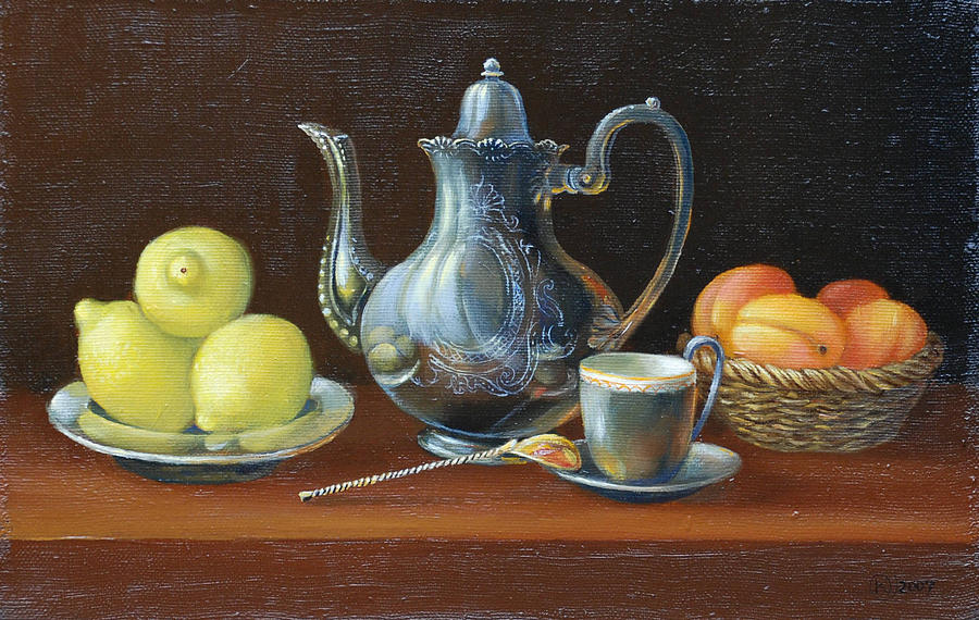 Still Life Painting - Still life with lemons by Marina Bare Still Life Painting - Still life with lemons by Marina Bare