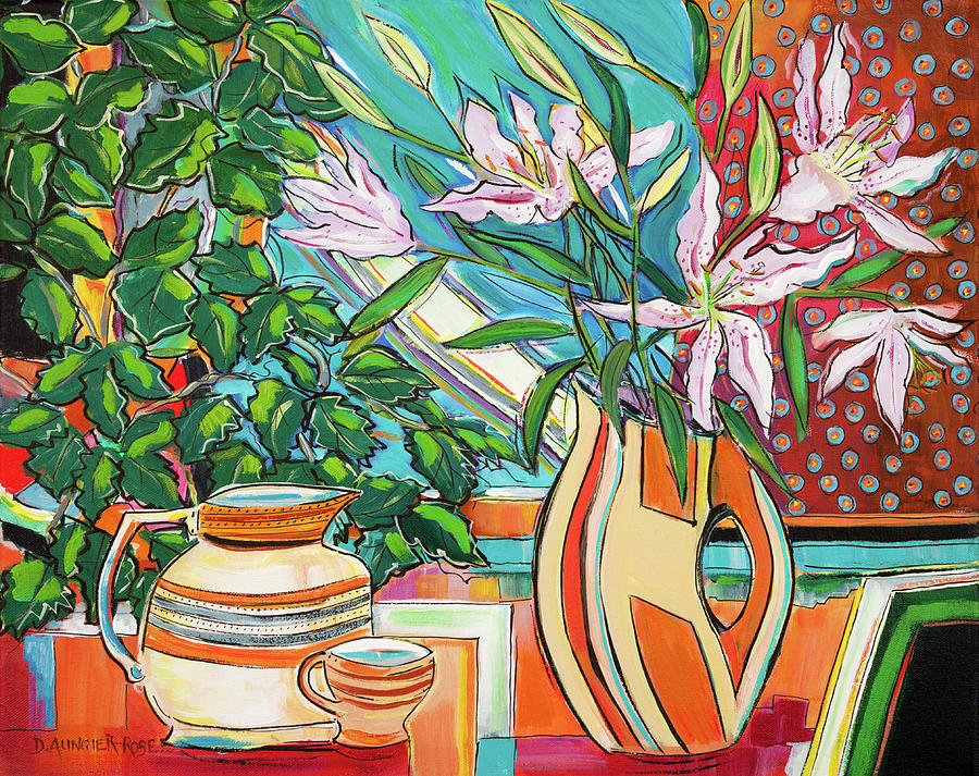 Still Life With Lilies, Vase And Jug Painting by Seeables Visual Arts
