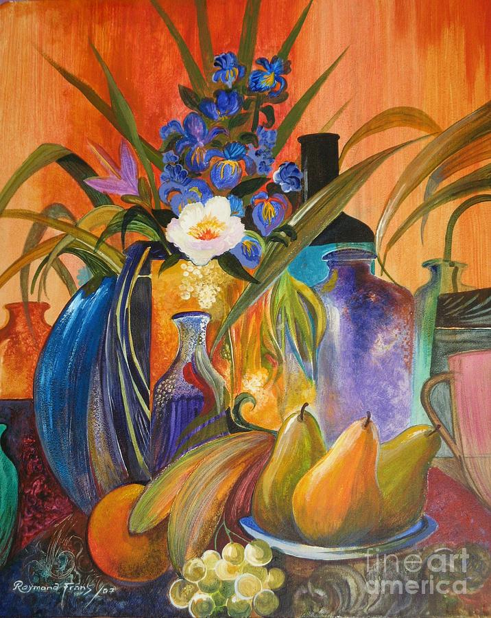 Still life with mauve glass Painting by Raymond Frans - Fine Art America