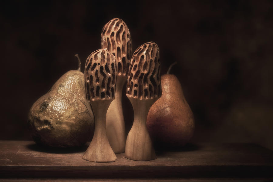 Mushroom Photograph - Still Life with Mushrooms and Pears I by Tom Mc Nemar