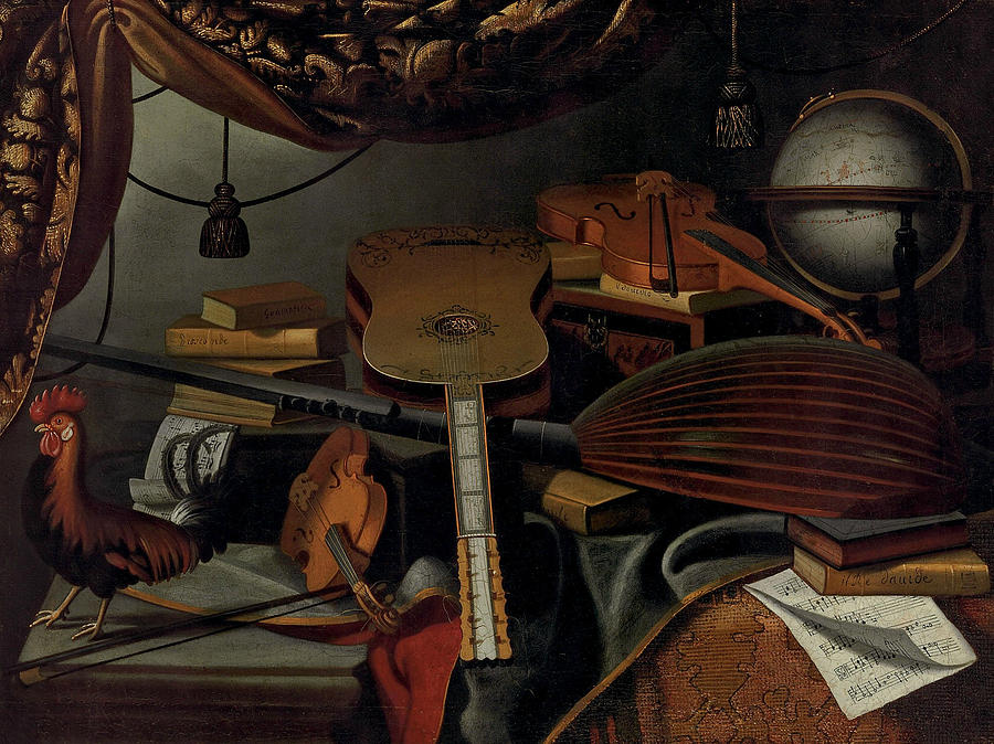 Still Life with Musical Instruments Painting by Bartolomeo Bettera