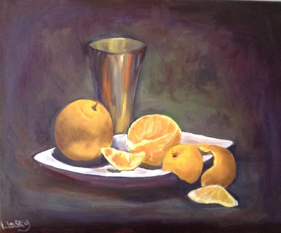 Still life with oranges Painting by Liz Lasky