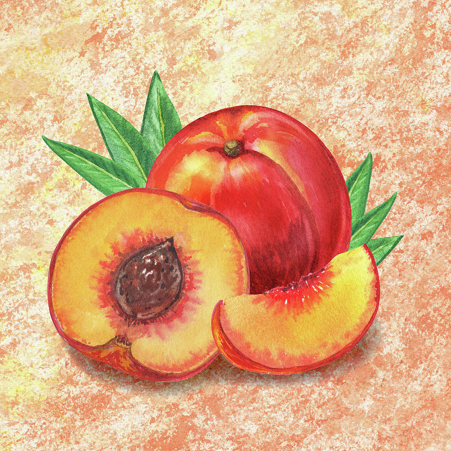 Peach Acrylic Painting Food Art Kitchen Art Gallery Wall